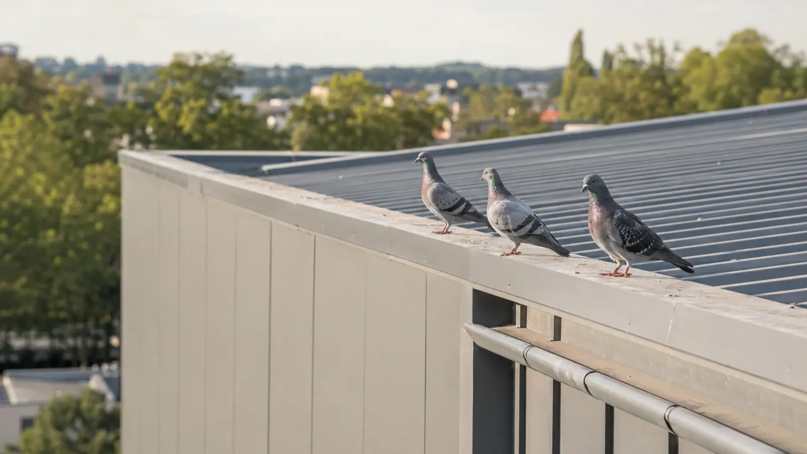 Pigeons installés sur un bâtiment