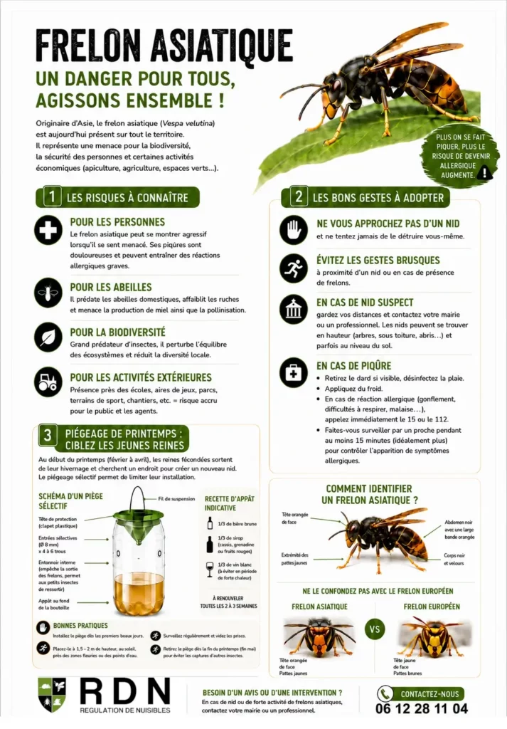 Flyer de prévention sur le frelon asiatique réalisé par RDN - Régulation De Nuisibles