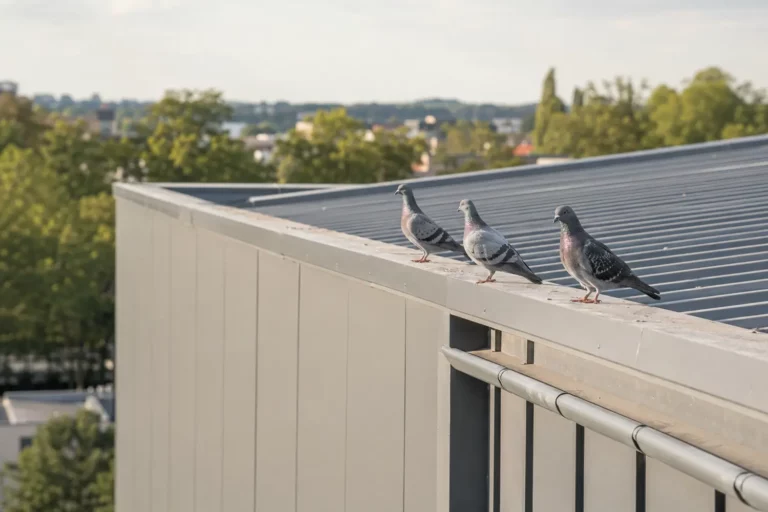 Pigeons installés sur un bâtiment